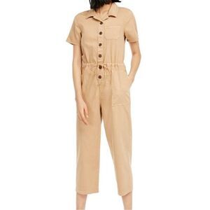 NWT OAT New York Cotton Drawstring Waist
Cargo Jumpsuit Tan Brown Size S
